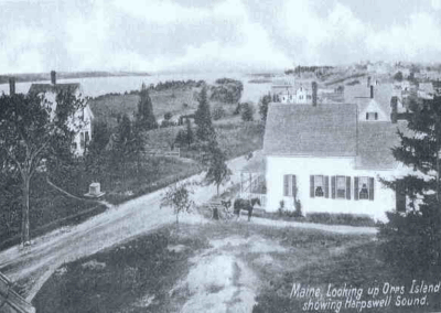 Orr's Island, looking north with West Harpswell on the left. The road is Rt. 24