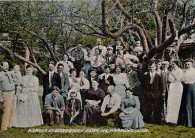 Otterbrook Farm operated by the Frank C. Dunning family 1901-1920 During a time of expansion they raised the entire first floor and built a new first floor under it as in the following photo. The capacity was 85 guests and they served 3 meals per day.