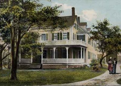 Otterbrook Farm operated by the Frank C. Dunning family 1901-1920 During a time of expansion they raised the entire first floor and built a new first floor under it as in the following photo. The capacity was 85 guests and they served 3 meals per day.